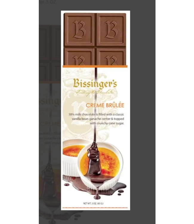 Bissinger's Crème Brûlée 38% milk Chocolate Bar 3 oz St. Louis