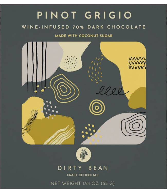 Dirty Bean 70% Dark Chocolate  Infused "Pinot Grigio" 1.91oz  Vegan  Lithuania