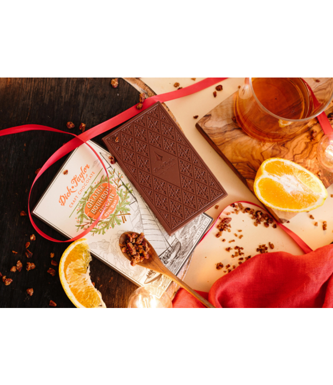 Dick Taylor 65% Dark Chocolate Orange-Bourbon-Pecan  2oz Belize