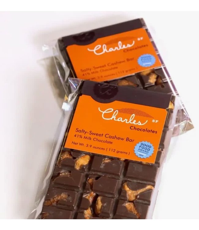 Charles Chocolate Salty Cashew Bar 3.5oz San Francisco