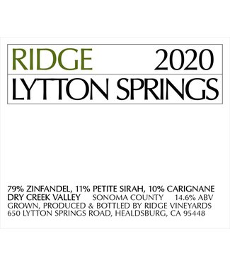 Ridge "Lytton Springs" 2020 Dry Creek Valley - Sonoma