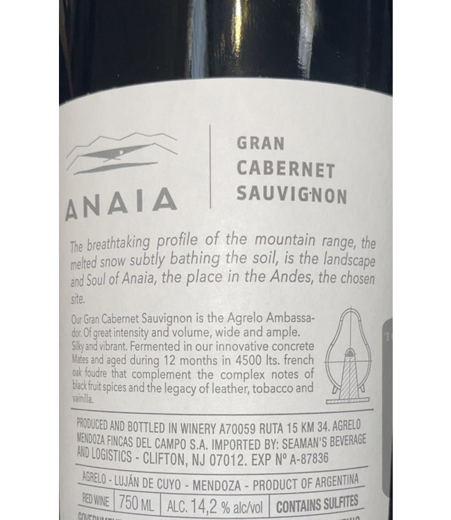 Anaia Gran Cabernet Sauvignon 2017 Agrelo - Mendoza - Argentina
