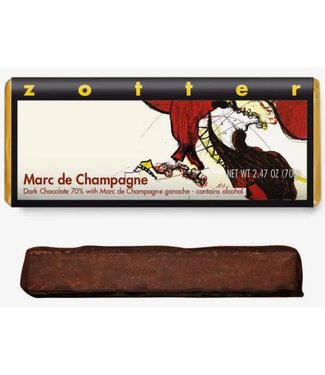 Zotter Marc de Champagne 70%  Dark Chocolate Bar 2.47oz Austria