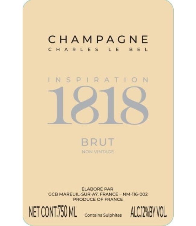 Charles le Bel "Inspiration 1818" Brut NV  Mareuil-sur-Aÿ  - Champagne