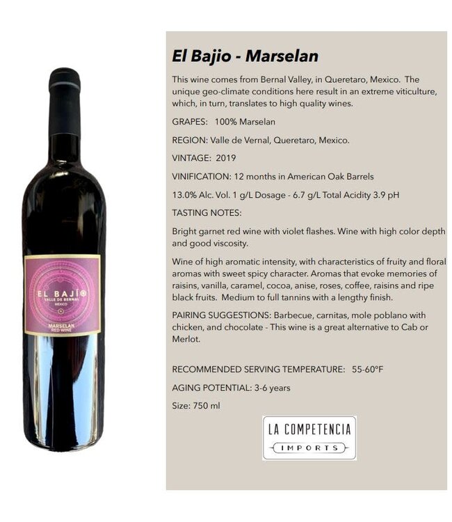 El Bajio Marselan 2020 Valle de Bernal - Mexico