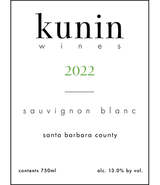 Kunin Winery Sauvignon Blanc 2022 Santa Barbara County
