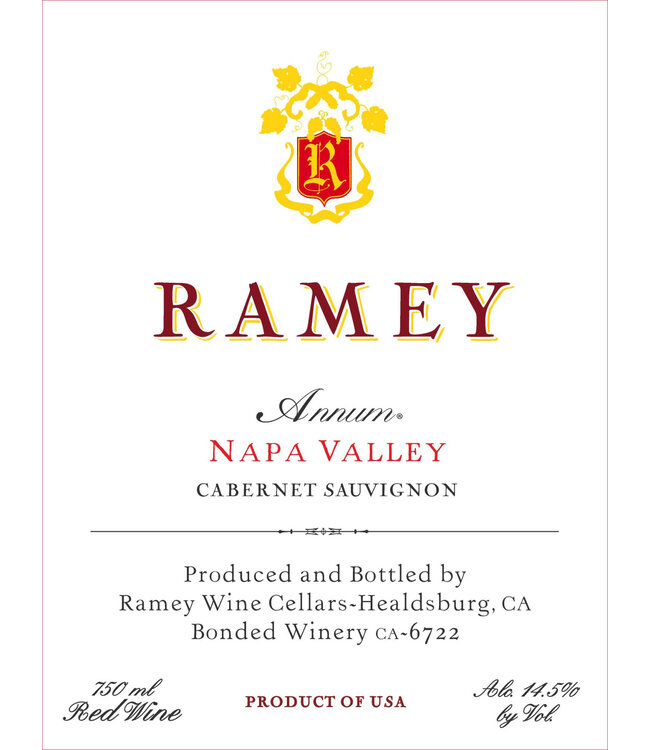 Ramey Cabernet Sauvignon "Annum"  2018  Napa Valley