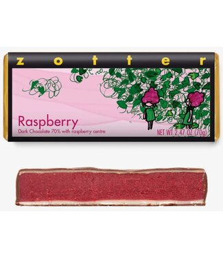 Zotter Raspberry Dark  Chocolate 70% 2.47 oz Austria