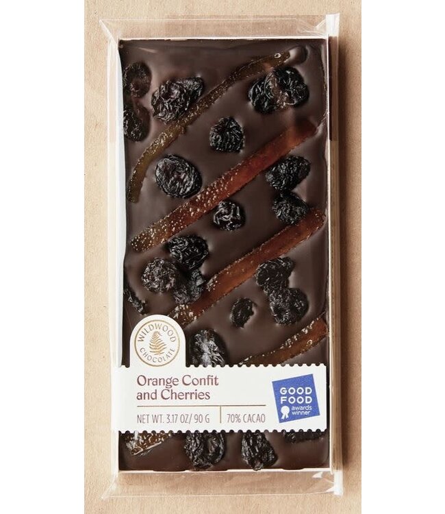 Wildwood Chocolate 70% Dark Orange Confit & Cherries