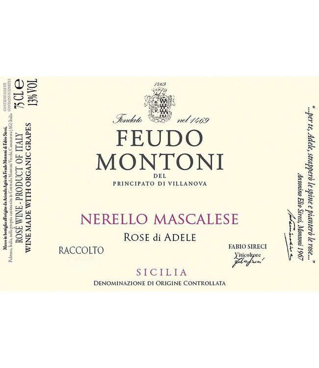 Feudo Montoni Nerello Mascalese Rosé di Adele 2022 Terre Siciliane