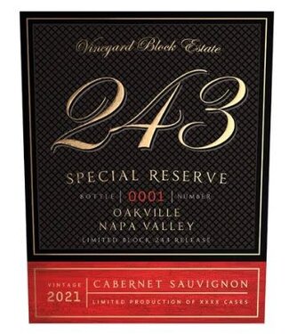 Vineyard Block Estate 243 Oakville Cabernet Sauvignon Reserve 2021 Napa Valley