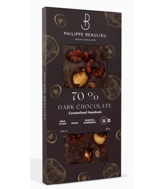 Philippe Beaulieu Chocolatier 70% Dark Caramelized Hazelnuts Ecuador