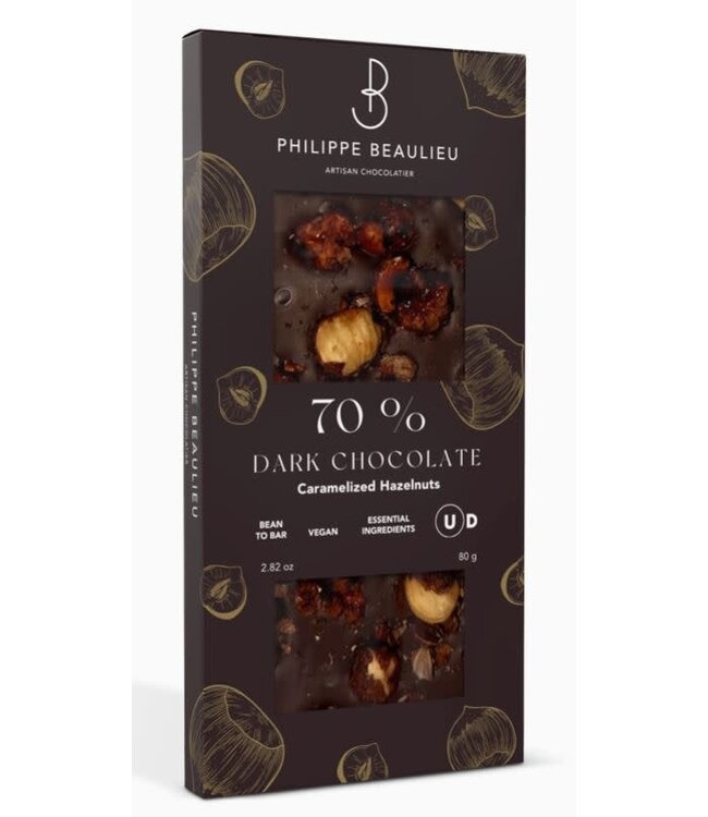 Philippe Beaulieu Chocolatier 70% Dark Caramelized Hazelnuts Ecuador