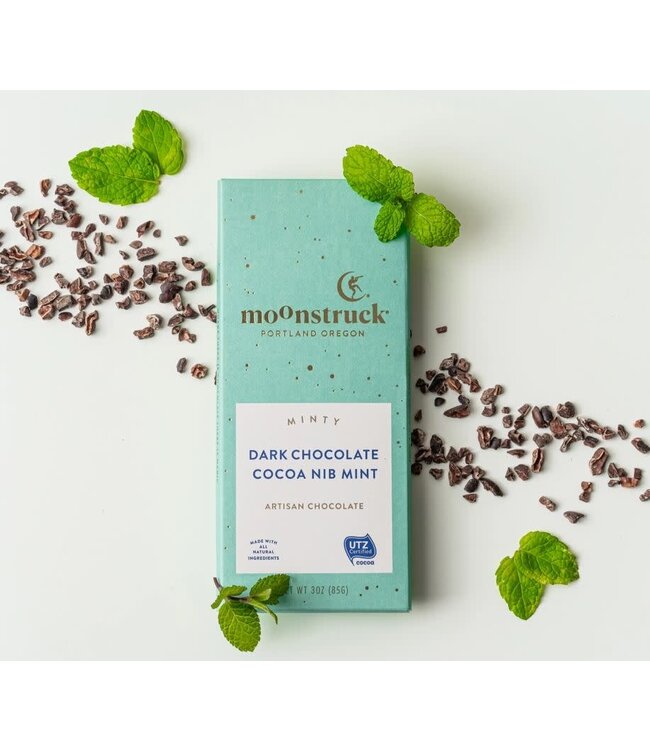 Moonstruck Dark Mint Chocolate Cacao Nib Bar Portland - Oregon