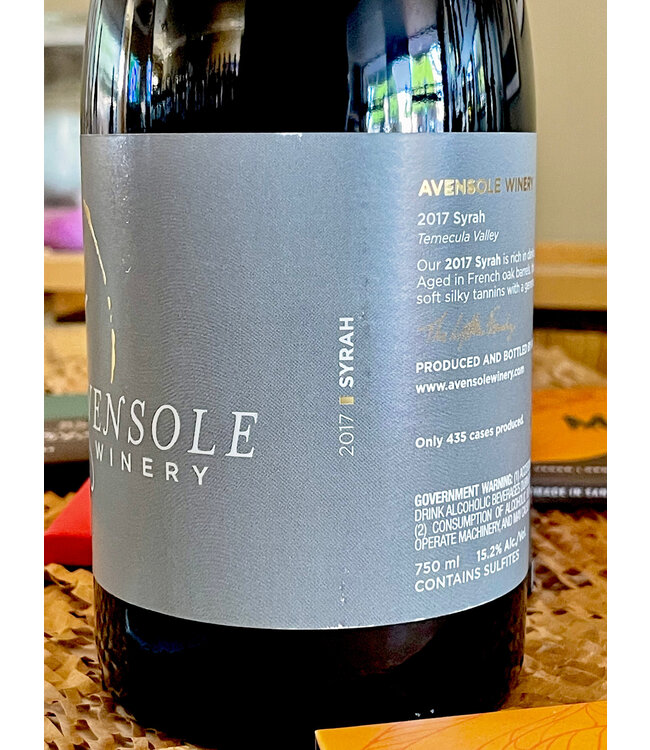 Avensole Syrah 2017 Temecula