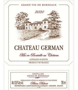 Château German 2020 Castillon  Côtes de  Bordeaux