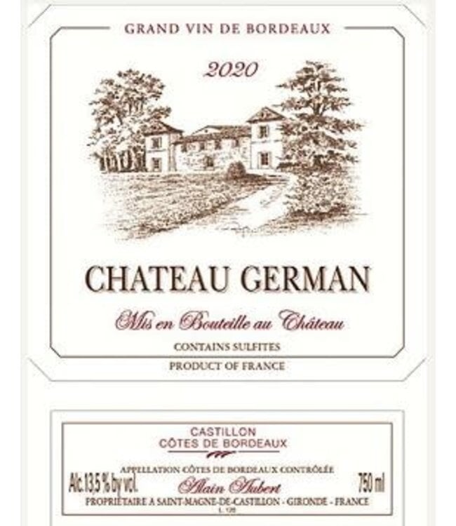 Château German 2020 Castillon  Côtes de  Bordeaux