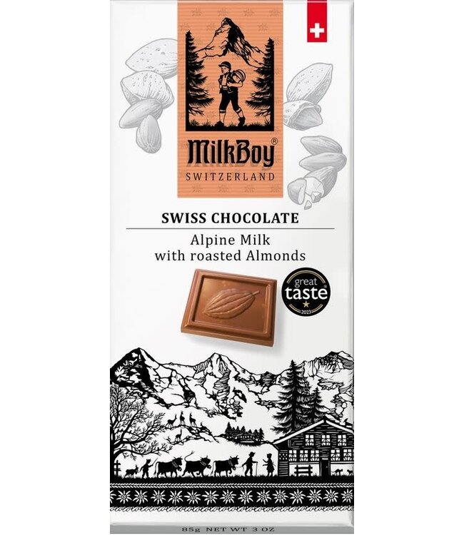 MilkBoy Alpine Milk w/Roasted Almonds 3.5 oz Switzerland