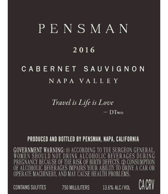 Pensman Cabernet Sauvignon Vertical '14/'15/'16/'17 Napa Valley