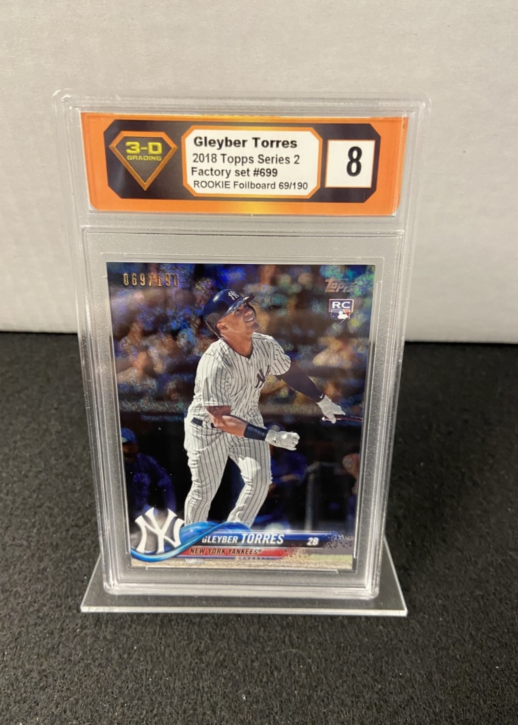 Topps Gleyber Torres: 2018 Topps Series 2 Factory Set ROOKIE / FOILBOARD Card #699, SP 069/100 Graded 8 Topps Gleyber Torres: 2018 Topps Series 2 Factory Set ROOKIE / FOILBOARD Card #699, SP 069/100 Graded 8