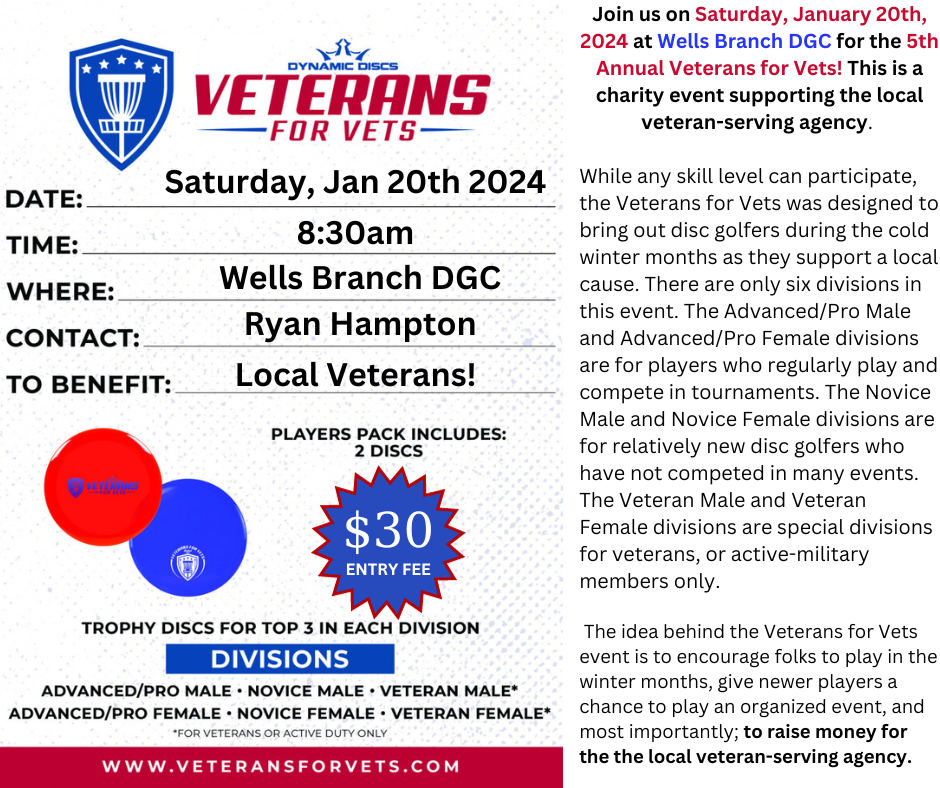 Tournament: 5th Annual Veterans for Vets- Sat, Jan 20th @ 8:30am