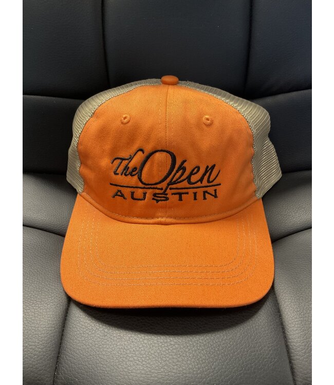 The Open Port Authority Snapback Trucker Hat Orange/Tan The Open at Austin
