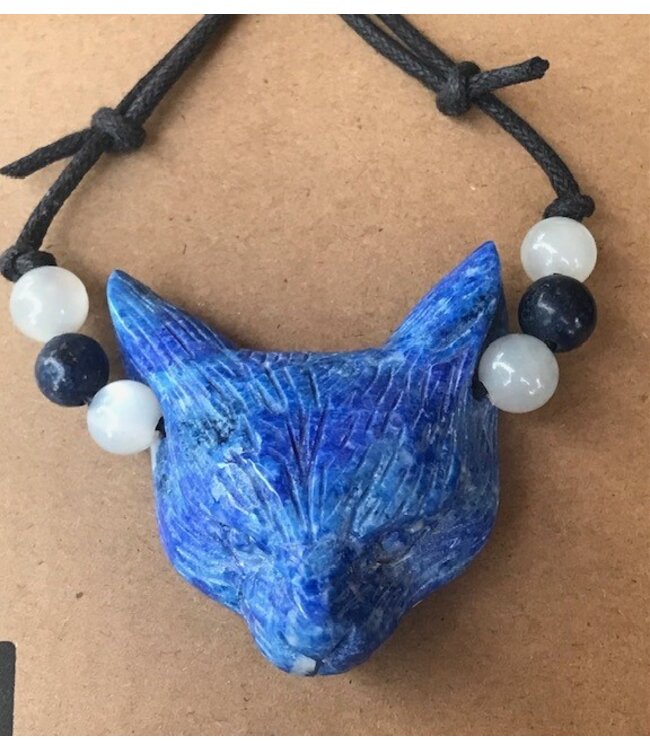 TannE Jewelry Designs Lapis Cat w/ Moonstone and Lapis Beads