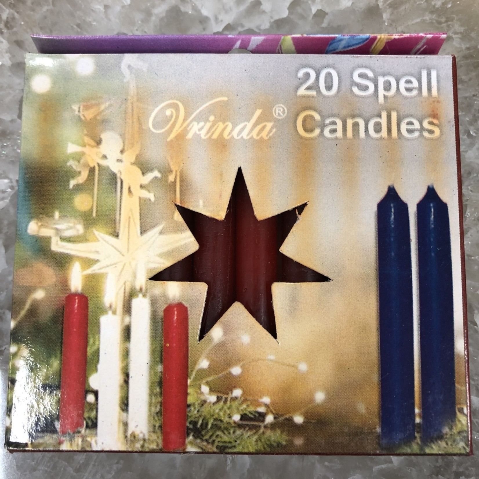 Vrinda Box of 20 Multicolor Chime Spell Candles - 4"