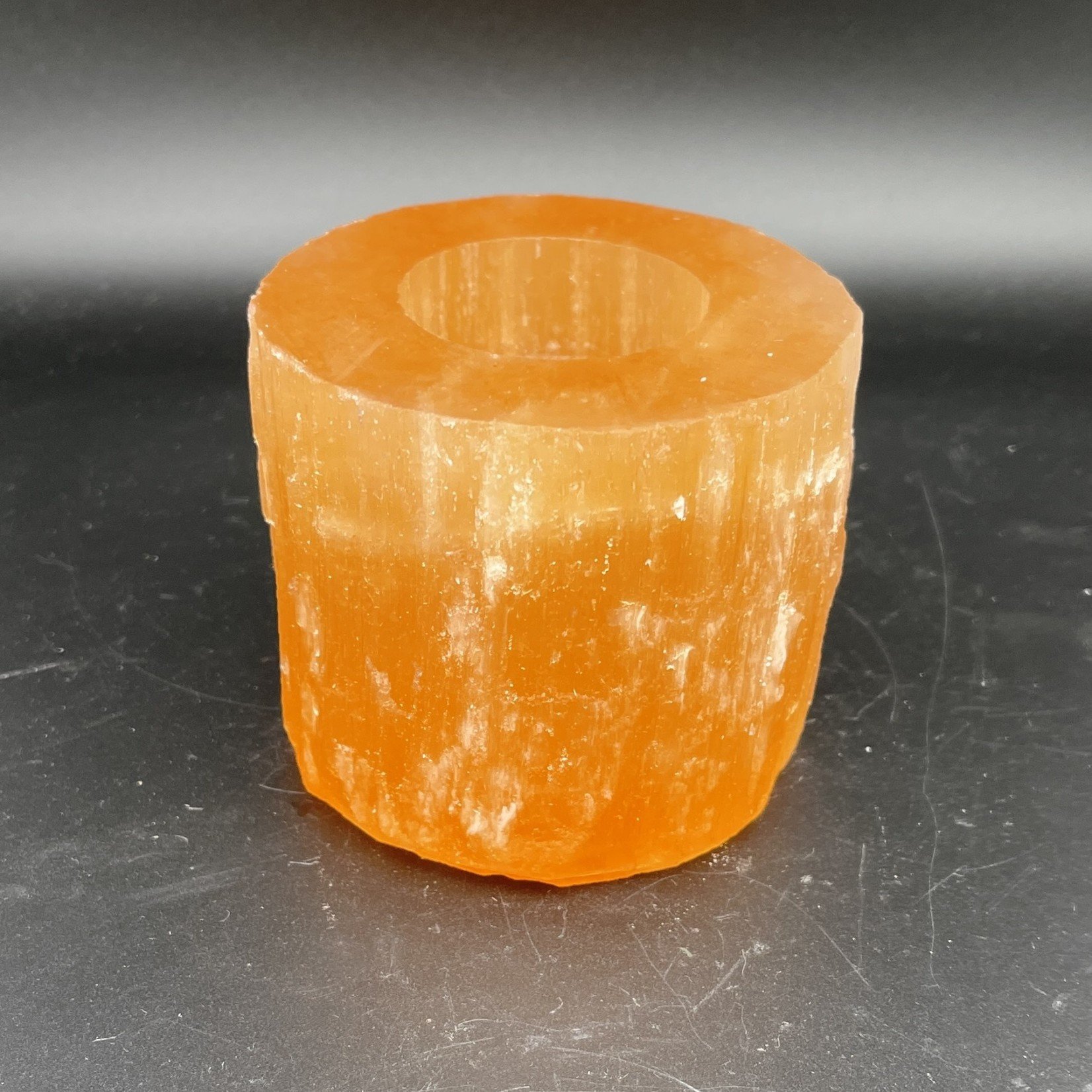 Selenite - Orange Candle Holders - Round - 8 cm