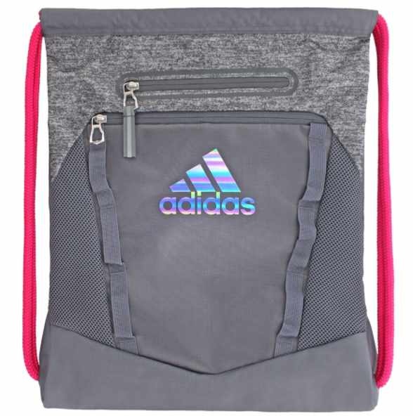 adidas Rumble II Drawstring Sackpack - Heathered Gray / Pink