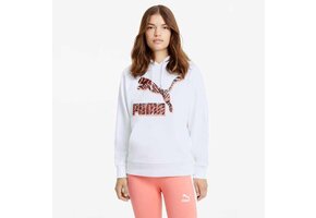Puma Classics Graphics Women's Hoodie - White/Red/Coral