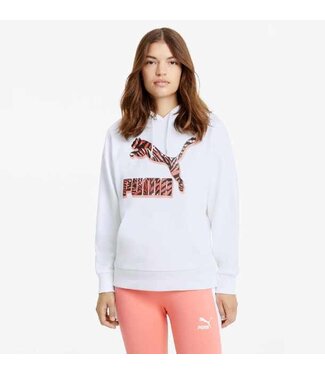 Puma Puma Classics Graphics Women's Hoodie - White/Red/Coral