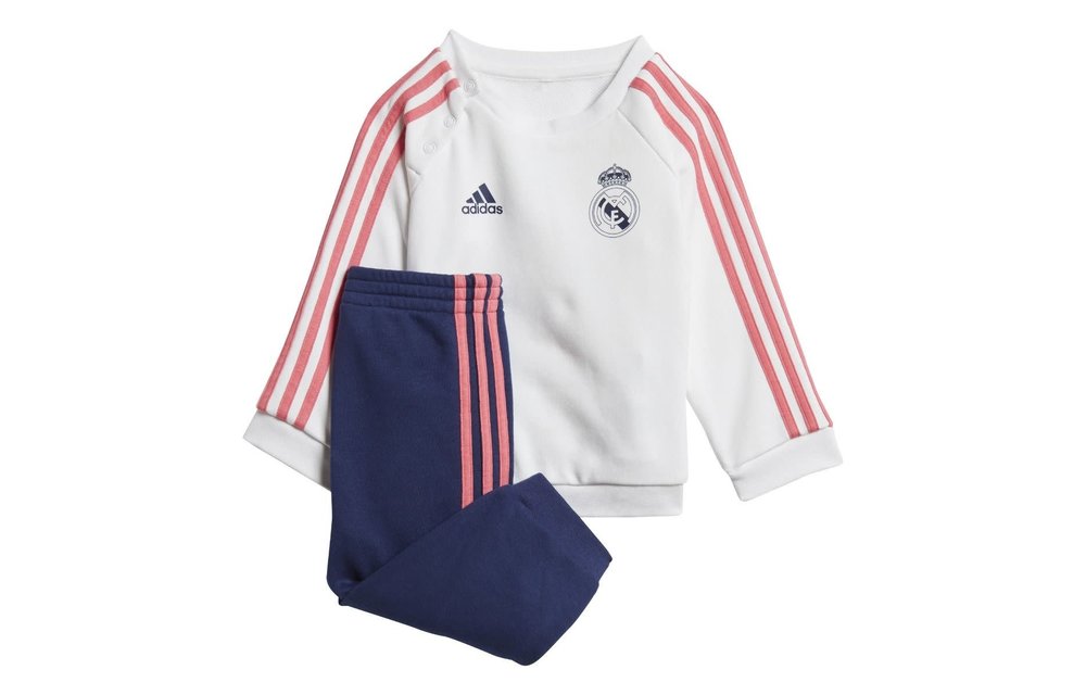 adidas Real Madrid 2020-21 3 Stripes Baby Jogger - White/Navy/Pink
