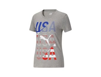 Puma Women's Fan Tee USA -Medium Gray Heather