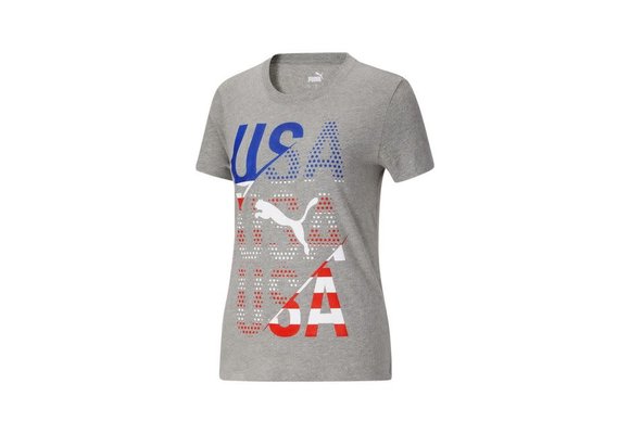 Puma Women's Fan Tee USA -Medium Gray Heather