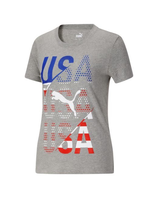 Puma Women's Fan Tee USA -Medium Gray Heather