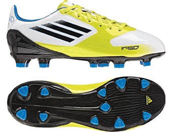 adidas Jr. F10 FG Soccer Shoe - White/Blue/Yellow - Soccerium