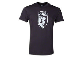 Lille LOSC - France Embossed Fan  Shirt - Black/Silver