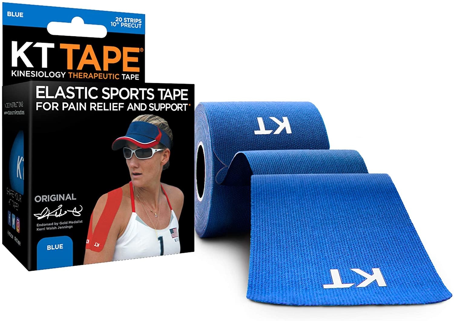 KT Tape Cotton 20 Strip 10" Precut - Blue