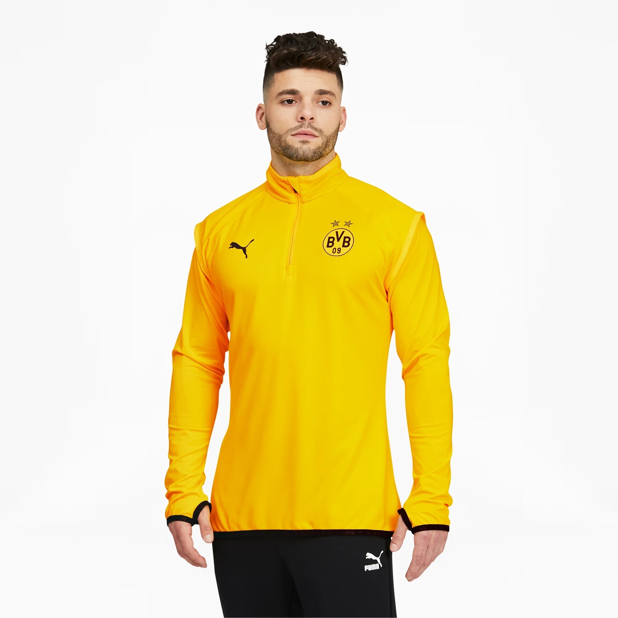 Identificeren koper Vlekkeloos Puma BVB Borussia Dortmund Men's Warm Up Midlayer - Yellow/Black - Soccerium
