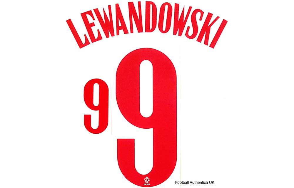 Lewandowski # 9 Poland Home  Nameset / Red