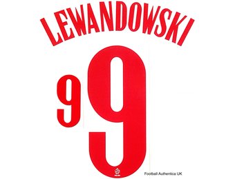 Lewandowski # 9 Poland Home  Nameset / Red