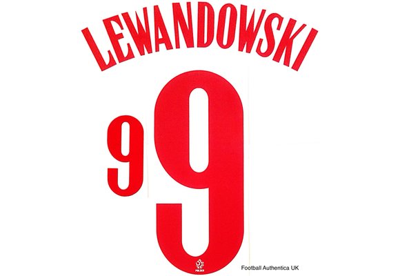 Lewandowski # 9 Poland Home Nameset / Red
