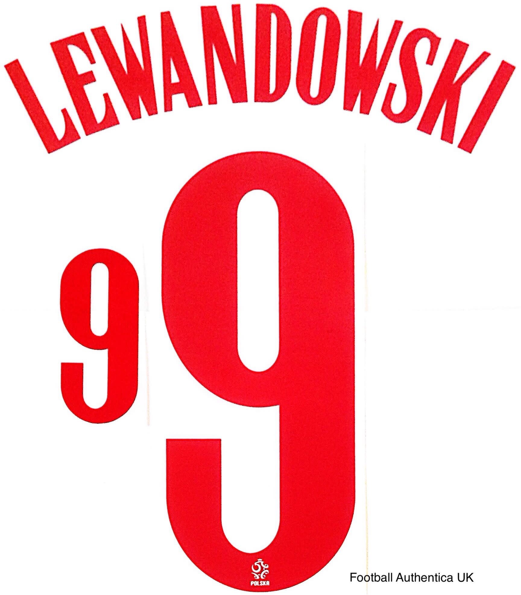 Lewandowski # 9 Poland Home Nameset / Red - Soccerium