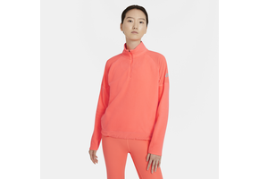 Nike Womens Dri-Fit Air MidLayer Top - Bright Mango/Reflective Silver