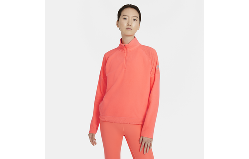 Nike Womens Dri-Fit Air MidLayer Top - Bright Mango/Reflective Silver