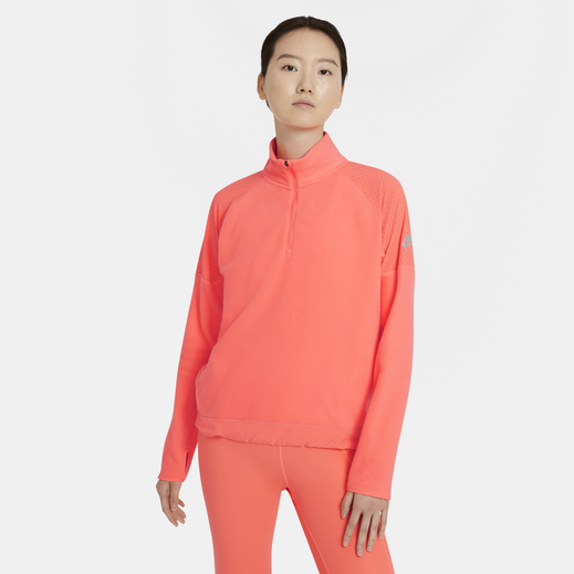 Nike Womens Dri-Fit Air MidLayer Top - Bright Mango/Reflective Silver