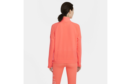 Nike Womens Dri-Fit Air MidLayer Top - Bright Mango/Reflective Silver