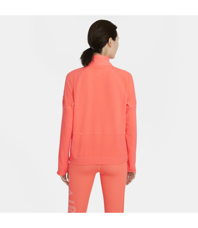Nike Nike Womens Dri-Fit Air MidLayer Top - Bright Mango/Reflective Silver