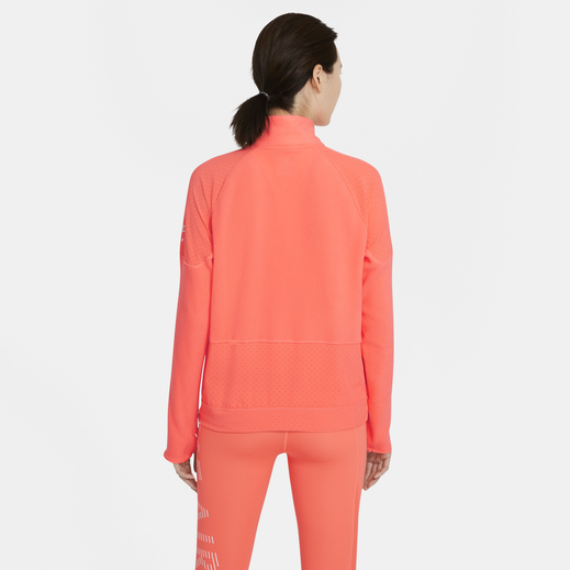 Nike Womens Dri-Fit Air MidLayer Top - Bright Mango/Reflective Silver